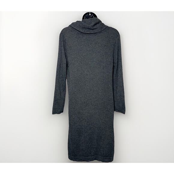 Wool Cashmere S/M Gray Cowl Drape Sweater Dress Stretch Minimalist Luxury Office - Picture 4 of 8